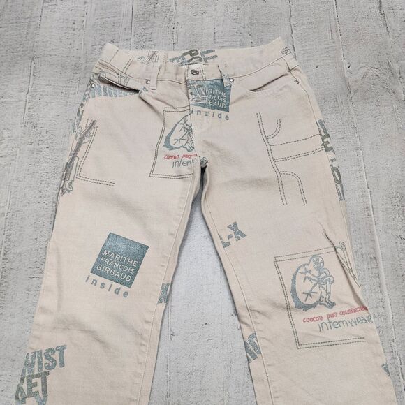 VINTAGE Marithe Francois Girbaud Jeans Men 29 Beige All Over Print 29x31‎